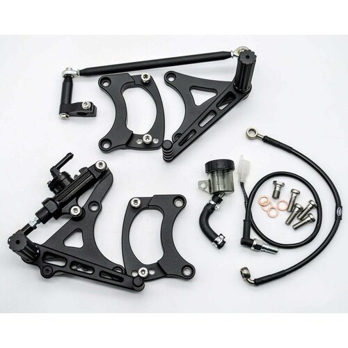 Dixerparts MODEL 3B Anteriori Poggiapiedi Pilota Regolabile per BMW K100/K75/K1100 Cafe Racer Scrambler | Nero