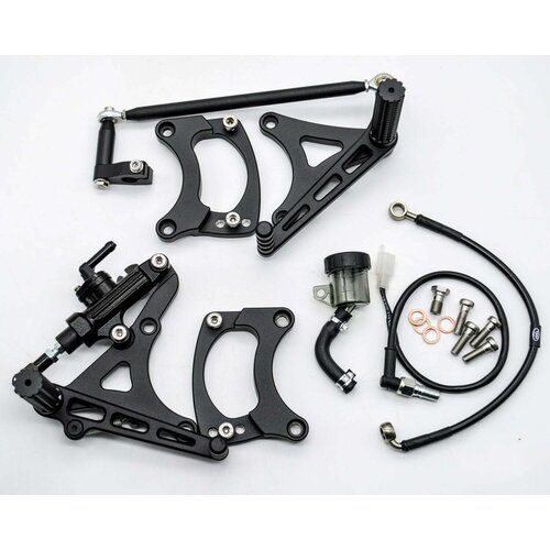 Dixerparts MODEL 3B Ensembles Avant Repose-Pieds Conducteur Réglable pour BMW K100/K75/K1100 Cafe Racer Scrambler | Le Noir