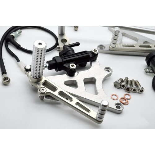 Dixerparts Bestuurders Voetsteun Voorsets MODEL - 1 (Lang) voor BMW K100/K75/K1100 Cafe Racer Scrambler | Zilver