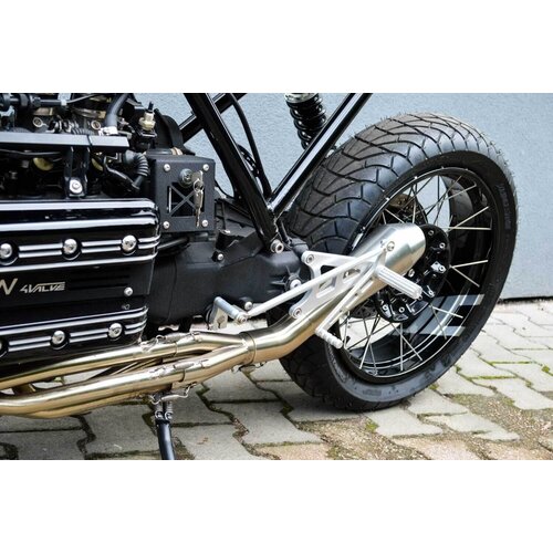 Dixerparts Poggiapiede Guidatore Anteriore Set MODEL - 1 (Lungo) per BMW K100/K75/K1100 Cafe Racer Scrambler | D'argento