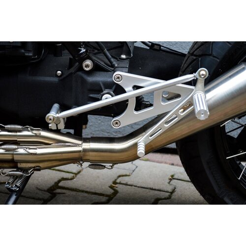 Dixerparts Ensembles de Repose-Pieds Avant du Conducteur MODEL - 1 (Long) pour BMW K100/K75/K1100 Cafe Racer Scrambler | Argent