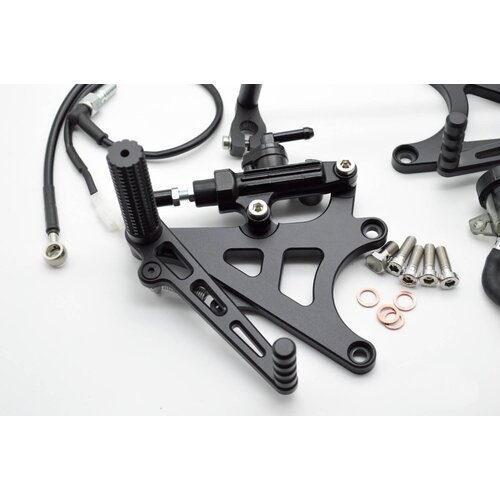 Dixerparts Juegos Delanteros de Reposapiés de Conductor MODEL - 1B (Largo) para BMW K100/K75/K1100 Cafe Racer Scrambler | Negro