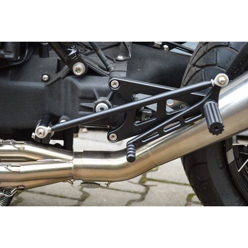 Dixerparts Juegos Delanteros de Reposapiés de Conductor MODEL - 1B (Largo) para BMW K100/K75/K1100 Cafe Racer Scrambler | Negro