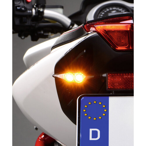 Kellermann Micro Rhombus Extreme Blinker mit Klarglas vorne Links Und Hinten Rechts | Schwarz