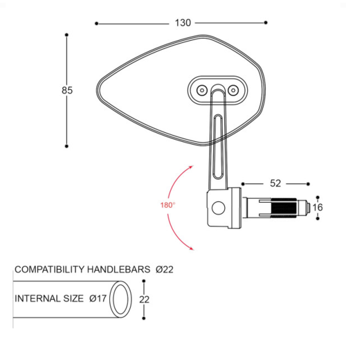 Barracuda Espejos Universales Skin-X Bar End B-Lux | Par