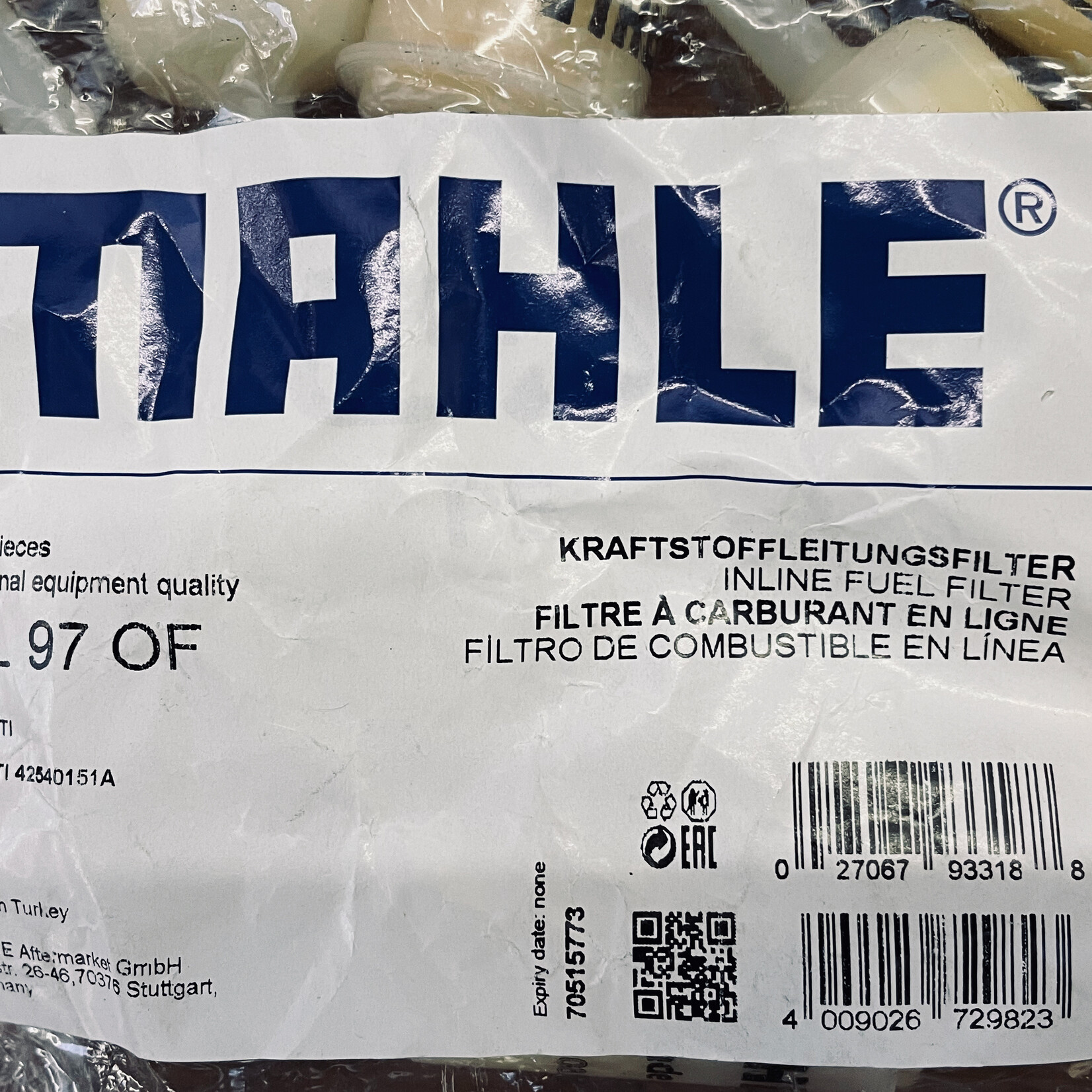 Mahle Mahle KL 97 Fuel Filter