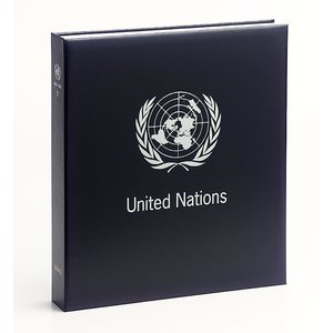 Album - U.N.O. New York, Flaggen, Zeitraum 1980-2024 - Typ DeLuxe - inkl. Blätter und Schutzkassette - Blau - Davo (2 Löcher)