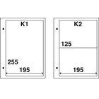 Davo, Standard, Blätter K2 (2 Löche)  2er Einteilung (195x125 mm.)  für FDCs (4 Stk.)  Transp/m. Einsätze - Abm. 220x265 mm. ■ pro 10 Stk.