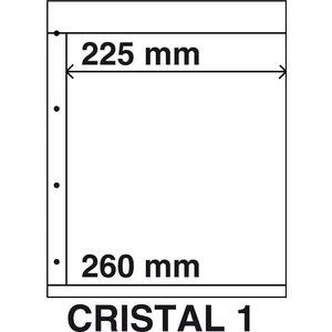 Insteekbladen, Volledig transparent - 1 vak horizontaal, Cristal - type 1 - 4 Rings - Vak afm: 225x260 mm.