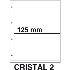 Insteekbladen, Volledig transparent - 2 vakken horizontaal, Cristal - type 2 - 4 Rings - Vak afm: 225x125 mm.