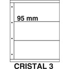 Insteekbladen, Volledig transparent - 3 vakken horizontaal - KOSMOS, Cristal - type 2 - 4 Rings - Vak afm: 225x95 mm. ■ per 5 stuks.
