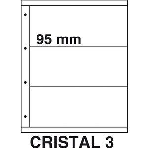 Insteekbladen, Volledig transparent - 3 vakken horizontaal, Cristal - type 2 - 4 Rings - Vak afm: 225x95 mm.