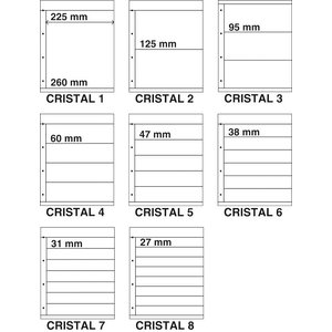 Insteekbladen, Volledig transparent - 3 vakken horizontaal, Cristal - type 2 - 4 Rings - Vak afm: 225x95 mm.