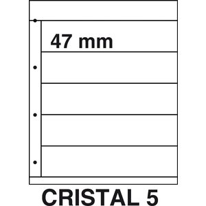 Insteekbladen, Volledig transparent - 5 vakken horizontaal, Cristal - type 5 - 4 Rings - Vak afm: 225x47 mm.