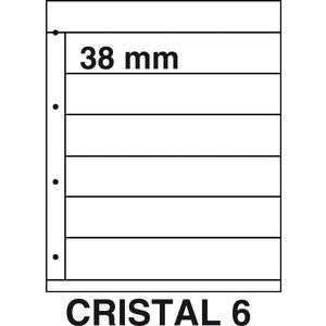 Insert sheets, Fully transparent - 6 compartments horizontal, Cristal - type 6 - 4 Rings - Pocket dim: 225x38 mm.