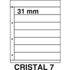 Insteekbladen, Volledig transparent - 7 vakken horizontaal - KOSMOS, Cristal - type 7 - 4 Rings - Vak afm: 225x31 mm. ■ per 5 stuks.