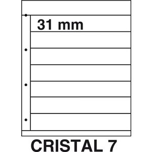 Insteekbladen, Volledig transparent - 7 vakken horizontaal, Cristal - type 7 - 4 Rings - Vak afm: 225x31 mm.