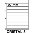 Insteekbladen, Volledig transparent - 8 vakken horizontaal - KOSMOS, Cristal - type 8 - 4 Rings - Vak afm: 225x27 mm. ■ per 5 stuks.