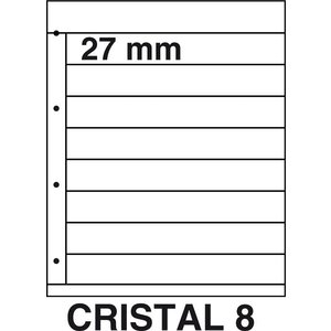 Insteekbladen, Volledig transparent - 8 vakken horizontaal, Cristal - type 8 - 4 Rings - Vak afm: 225x27 mm.