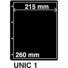 Insert sheets, Black - 1 compartment horizontal - KOSMOS, Unic - type 1 - 4 Rings - Pocket dim: 215x260 mm. ■ per 5 piecess.