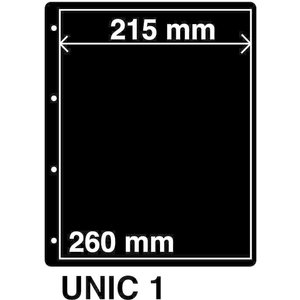 Insert sheets, Black - 1 compartment horizontal, Unic - type 1 - 4 Rings - Pocket dim: 215x260 mm.