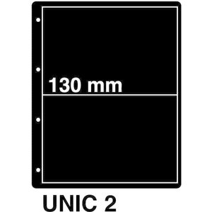 Insert sheets, Black - 2 compartments horizontal, Unic - type 2 - 4 Rings - Pocket dim: 215x130 mm.