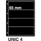 Insert sheets, Black - 4 compartments horizontal - KOSMOS, Unic - type 4 - 4 Rings - Pocket dim: 215x65 mm. ■ per 5 piecess.
