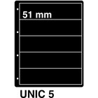 Insert sheets, Black - 5 compartments horizontal - KOSMOS, Unic - type 5 - 4 Rings - Pocket dim: 215x51 mm. ■ per 5 piecess.