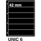 Insert sheets, Black - 6 compartments horizontal - KOSMOS, Unic - type 6 - 4 Rings - Pocket dim: 215x42 mm. ■ per 5 piecess.
