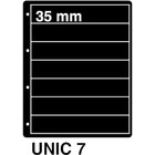 Insert sheets, Black - 7 compartments horizontal - KOSMOS, Unic - type 7 - 4 Rings - Pocket dim: 215x35 mm. ■ per 5 piecess.