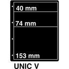 Insert sheets, Black - 3 compartments horizontal - KOSMOS, Unic - type V - 4 Rings - Pocket dim: 215x40, 215x74, 215x153 mm. ■ per 5 piecess.