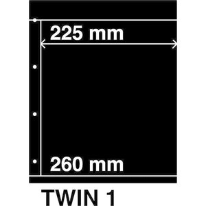 Insteekbladen, Zwart 2-zijdig gebruik - 1 vak horizontaal, Twin - type 1 - 4 Rings - Vak afm: 225x260 mm.
