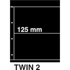 Insert sheets, Black 2-sided use - 2 compartments horizontal - KOSMOS, Twin - type 2 - 4 Rings - Pocket dim: 225x125 mm. ■ per 5 piecess.