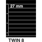 Insert sheets, Black 2-sided use - 8 compartments horizontal - KOSMOS, Twin - type 8 - 4 Rings - Pocket dim: 225x27 mm. ■ per 5 piecess.