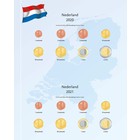 Davo, Supplément - Pays-Bas, Koning Willem Alexander Monnaies d`Euro - années 2020/21 - Transp/m. feuille préimprimée(Coloré)  dim: 250x310 mm. ■ par pc.