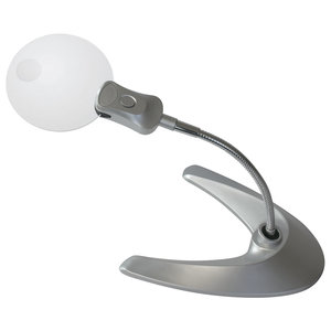 Standing magnifier with flexible arm, Magnification factor 2x / 6x, Lens diameter Ø 90 mm.