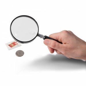 Handle magnifier, Classic model, Magnification factor 2,5x / 5x, Lens diameter Ø 75 mm.