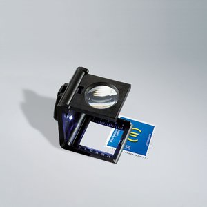 Leuchtturm, Line counter big, foldable magnifying glass, illuminated, lens 23 mm.