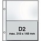 Insert sheets, Fully transparent - 2 compartments horizontal - DAVO, DeLuxe - type D.2 - 2 holes - Pocket dim: 48x225 mm. ■ per 10 piecess.