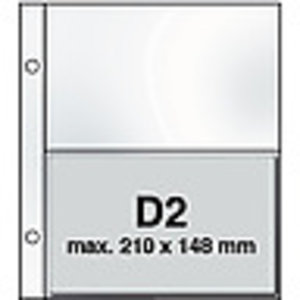 Insert sheets, Fully transparent - 2 compartments horizontal, DeLuxe - type D.2 - 2 holes - Pocket dim: 48x225 mm.