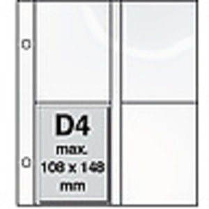 Insteekbladen, Volledig transparent - 2x2 vakken horizontaal, DeLuxe - type D.4 - 2 Gats - Vak afm: 48x225 mm.