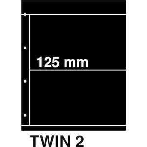 Insert sheets, Black 2-sided use - 2 compartments horizontal, Twin - type 2 - 4 Rings - Pocket dim: 225x125 mm. (Lightly used article)
