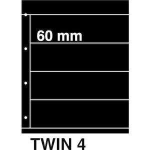 Feuilles de pochettes, Noir Utilisation des 2 côtés - 4 pochettes horizontale, Twin - type 4 - 4 Anneaux - Dim. Du pochette: 225x60 mm. (Article légèrement utilisé)