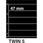 Insert sheets, Black 2-sided use - 5 compartments horizontal - KOSMOS, Twin - type 5 - 4 Rings - Pocket dim: 225x47 mm. ■ per piece.