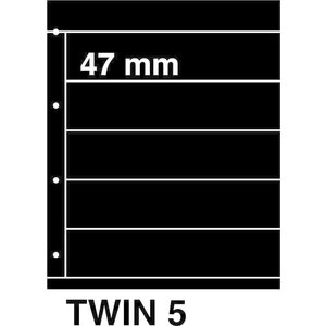 Feuilles de pochettes, Noir Utilisation des 2 côtés - 5 pochettes horizontale, Twin - type 5 - 4 Anneaux - Dim. Du pochette: 225x47 mm. (Article légèrement utilisé)