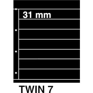 Feuilles de pochettes, Noir Utilisation des 2 côtés - 7 pochettes horizontale, Twin - type 7 - 4 Anneaux - Dim. Du pochette: 225x31 mm. (Article légèrement utilisé)