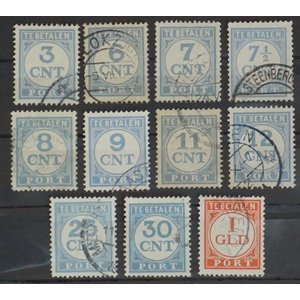 NVPH - P  69-79, Porto Marken (Niederlande), Ausgegeben in den Jahren:  1921-1938, Gestempelt (U)