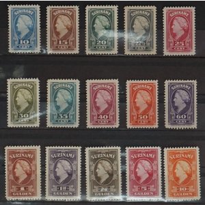 NVPH -   229-243, Postage stamps (Suriname), Issued in the year:  1945, Mint Not Hinghed (MNH)