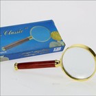 Safe, Classic, Loupe with handle, Gold edition - Lens Ø 50 mm.  Magnification: 5x - Palisander - dim: 124 x 41 x 10 mm. ■ per pc.