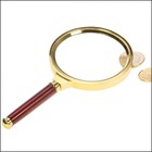 Safe, Classic, Loupe with handle, Gold edition - Lens Ø 85 mm.  Magnification: 3x - Rosewood - dim: 177 x 90 x 11 mm. ■ per pc.